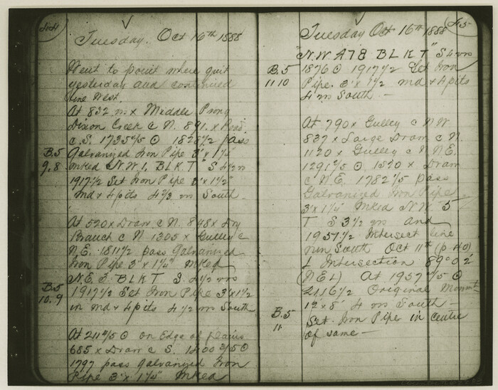 62283, Copy of Surveyor's Field Book, Morris Browning - In Blocks 7, 5 & 4, I&GNRRCo., Hutchinson and Carson Counties, Texas, General Map Collection