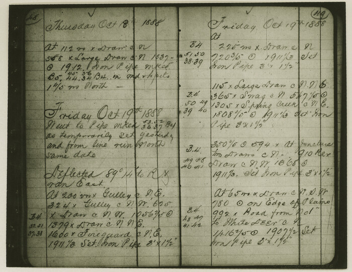 62285, Copy of Surveyor's Field Book, Morris Browning - In Blocks 7, 5 & 4, I&GNRRCo., Hutchinson and Carson Counties, Texas, General Map Collection