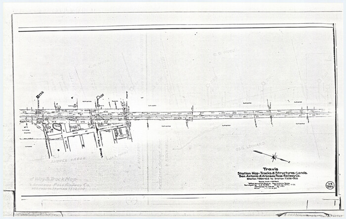 62563, Travis Station Map - Tracks and Structures - Lands San Antonio and Aransas Pass Railway Co., General Map Collection