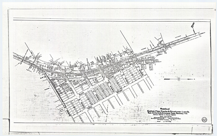 62565, Rosebud Station Map -Tracks and Structures - Lands, San Antonio and Aransas Pass Railway Co, General Map Collection
