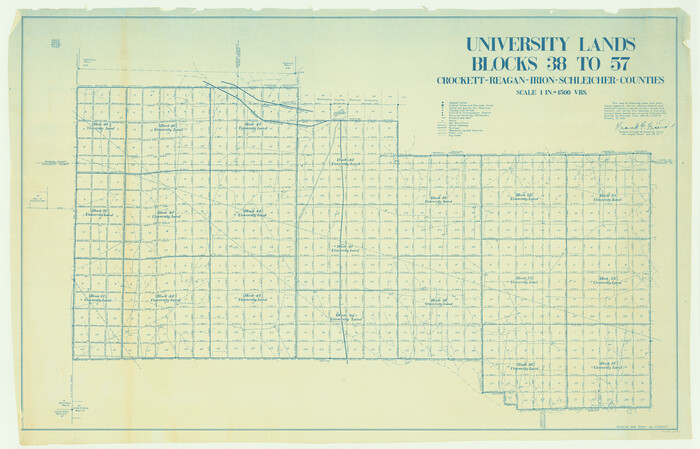 62946, University Lands, Blocks 38 to 57, Crockett, Reagan, Irion, Schleicher Counties, General Map Collection