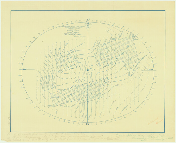 62947, University of Texas Land Survey Isogonic Chart and Graph of Meridian Changes on University Lands Principally in Andrews County, Texas, General Map Collection