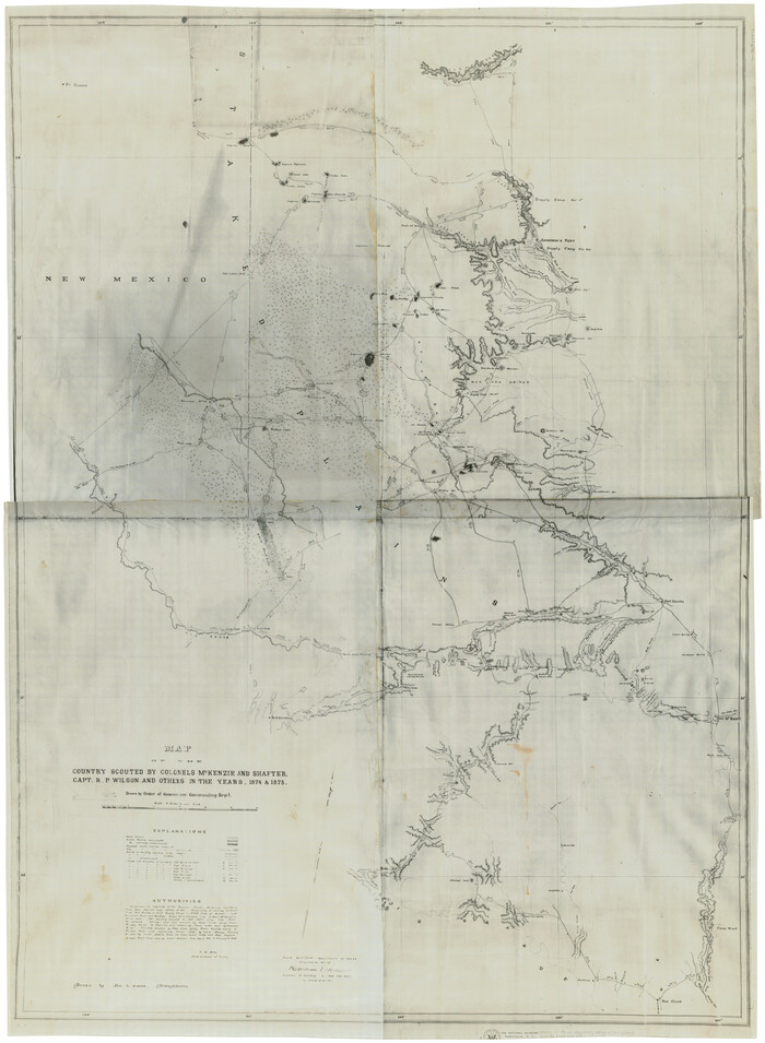 62972, Map of the country scouted by Colonels McKenzie and Shafter, Capt. R.P. Wilson and others in the years, 1874 & 1875, General Map Collection