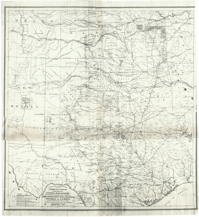 62973, Trails made and routes used by the Fourth U.S. Cavalry under command of General R.S. Mackenzie in its operations against hostile indians in Texas, Indian-Territory (now Oklahoma), New Mexico and Old Mexico during the period of 1871-2-3-4 and 5, General Map Collection
