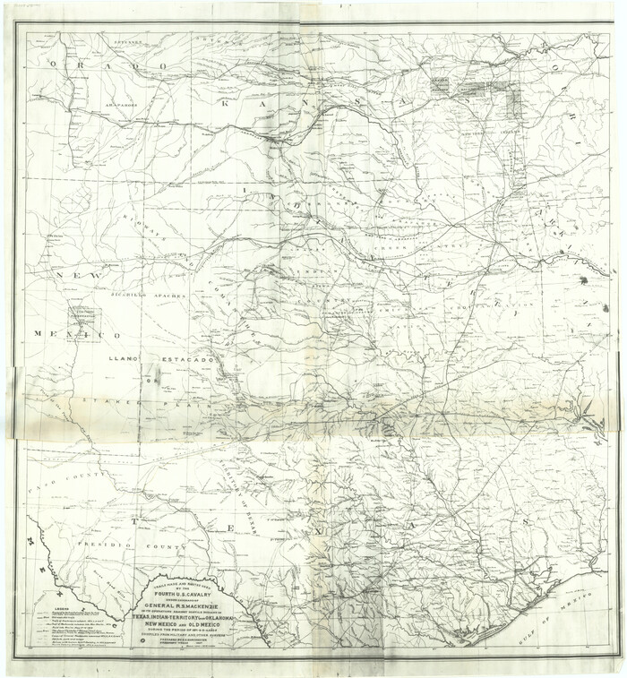 62973, Trails made and routes used by the Fourth U.S. Cavalry under command of General R.S. Mackenzie in its operations against hostile indians in Texas, Indian-Territory (now Oklahoma), New Mexico and Old Mexico during the period of 1871-2-3-4 and 5, General Map Collection
