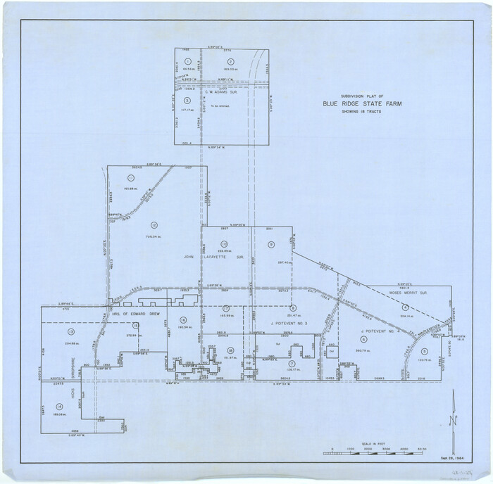 62978, Subdivision Plat of Blue Ridge State Farm Showing 18 Tracts, General Map Collection