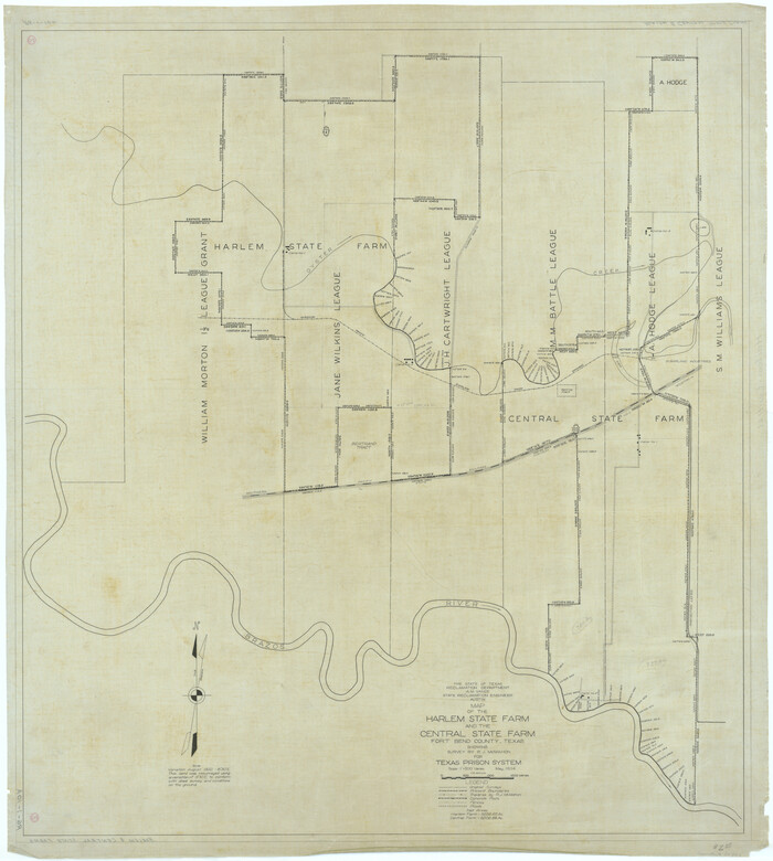 62995, Map of the Harlem State Farm and the Central State Farm, Fort Bend County, Texas, General Map Collection
