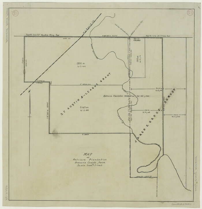 63000, Map of Retrieve Plantation, Brazoria County, Texas, General Map Collection