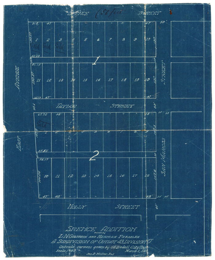 632, Spence Addition Owned by L.N. Goldbeck and Herman Pressler - A Subdivision of Outlot 43, Division "O", Maddox Collection