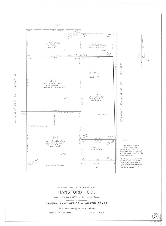 63380, Hansford County Working Sketch 8, General Map Collection