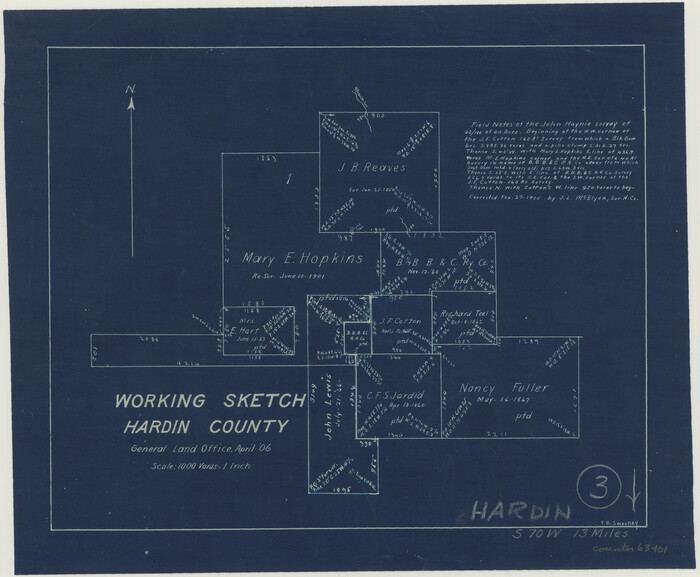 63401, Hardin County Working Sketch 3, General Map Collection