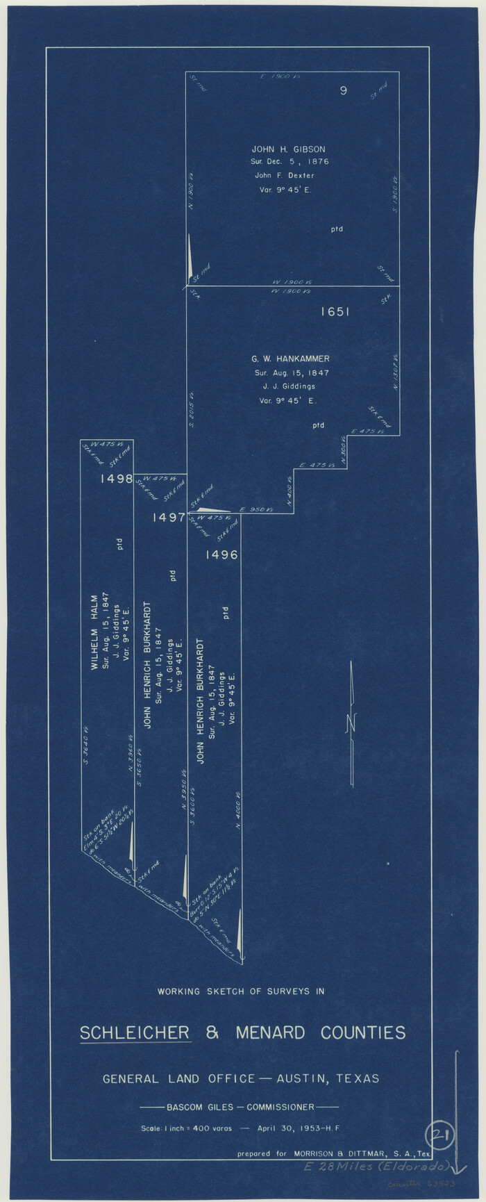63823, Schleicher County Working Sketch 21, General Map Collection