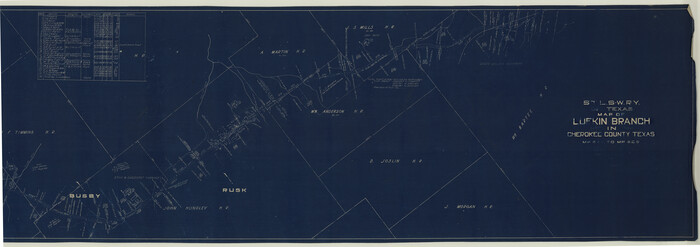 64019, St. L. S-W. Ry. of Texas Map of Lufkin Branch in Cherokee County Texas, General Map Collection