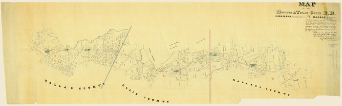 64041, Map of the Houston & Texas Centr. R.R. from Corsicana, Navarro County, to Dallas, Dallas County, General Map Collection
