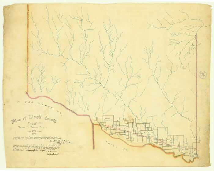 64135, Map of Wood County Showing Location of the Texas and Pacific Railway, General Map Collection