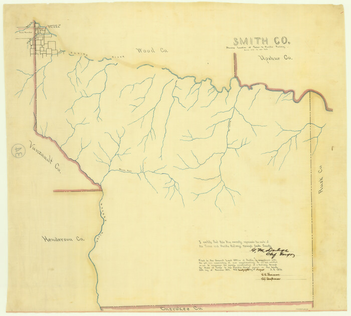 64139, Smith Co. showing location of Texas and Pacific Railway, General Map Collection