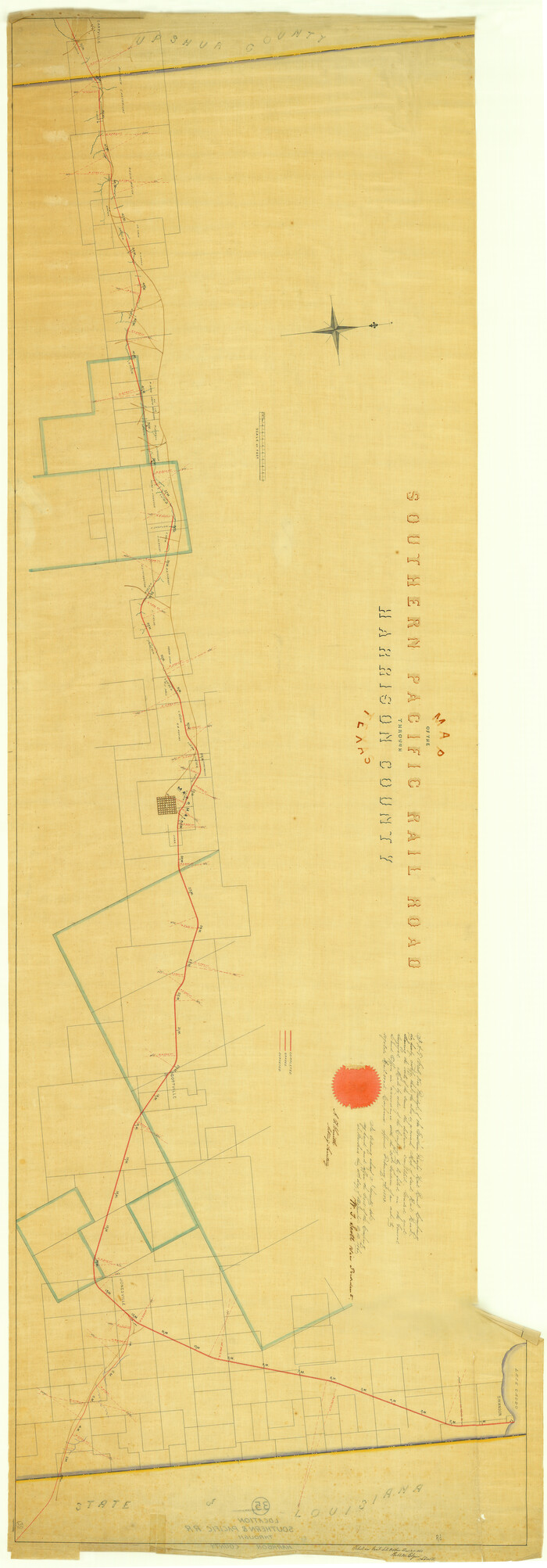 64140, Map of the Southern Pacific Rail Road through Harrison County, Texas, General Map Collection
