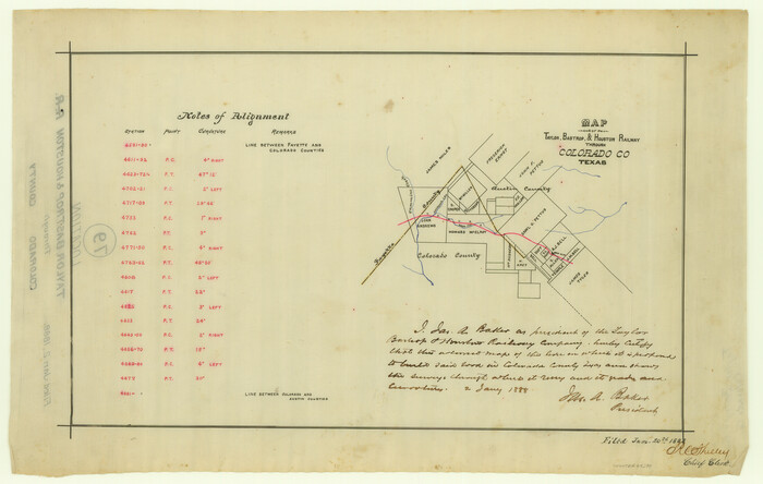 64289, Map of Taylor, Bastrop & Houston Railway through Colorado County, Texas, General Map Collection