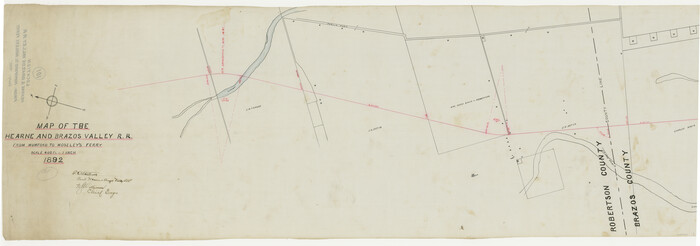 64400, Map of the Hearne and Brazos Valley Railroad from Mumford to Moseley's Ferry, General Map Collection