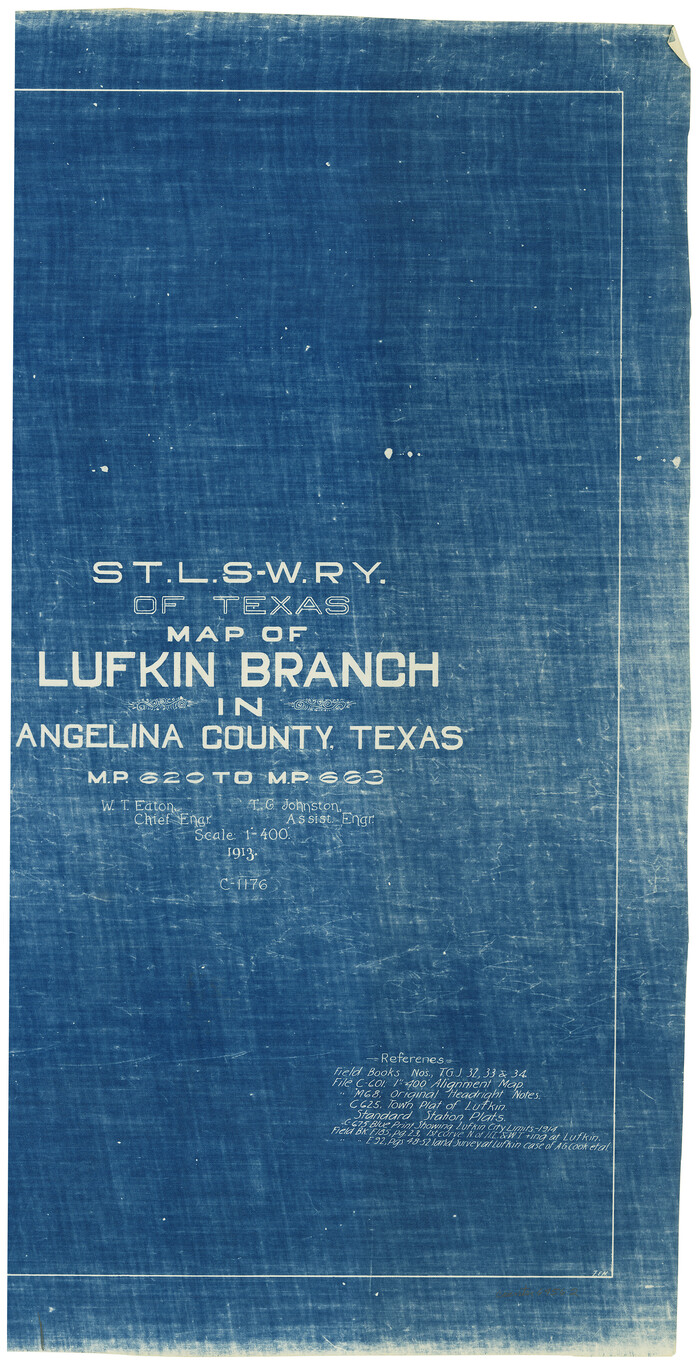 64562, St. L. S-W. Ry. of Texas Map of Lufkin Branch in Angelina County, Texas, General Map Collection