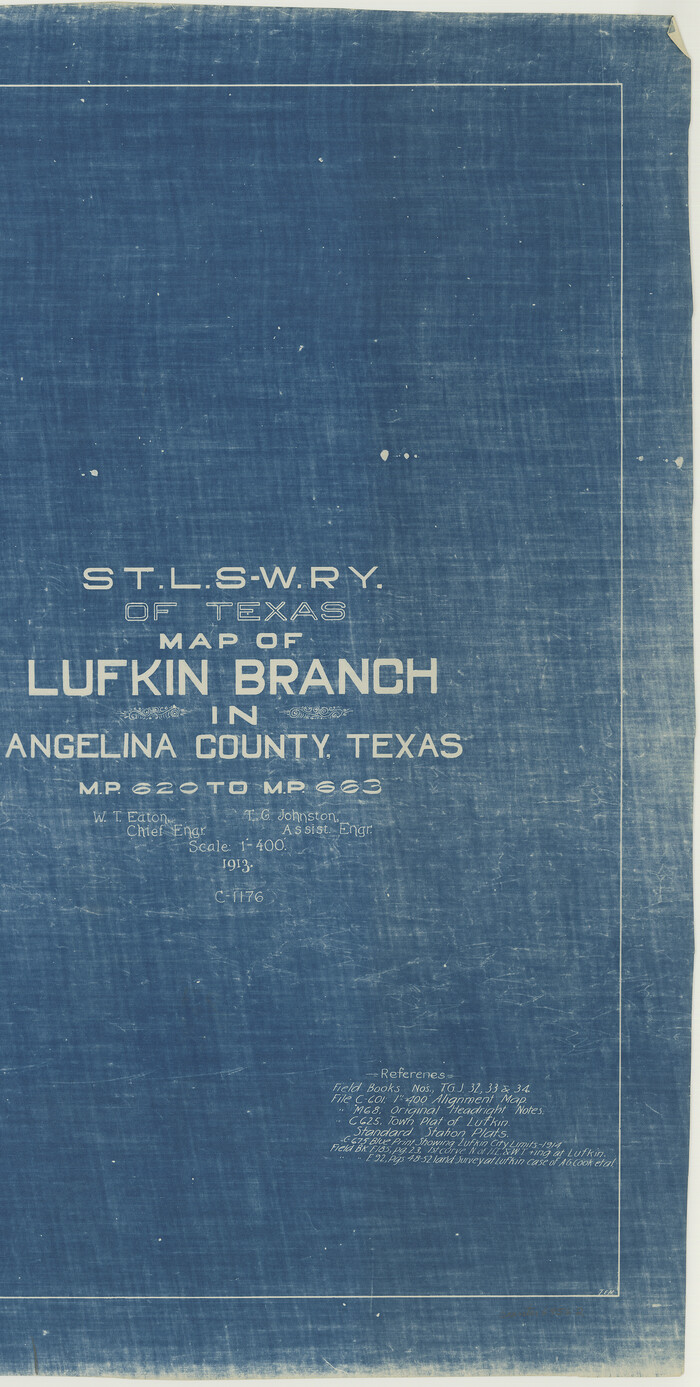 64562, St. L. S-W. Ry. of Texas Map of Lufkin Branch in Angelina County, Texas, General Map Collection