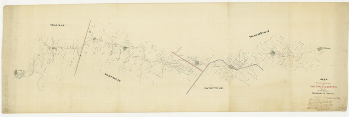 64578, Map of the Western Branch of Houston & Tex. Central R.R. for the Distance from Brenham to Austin, General Map Collection