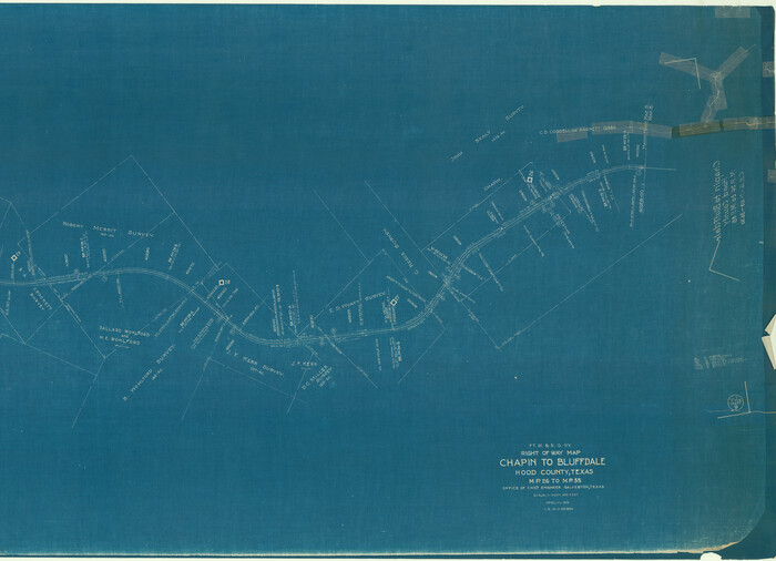 64645, Ft. W. & R. G. Ry. Right of Way Map, Chapin to Bluffdale, Hood County, Texas, General Map Collection