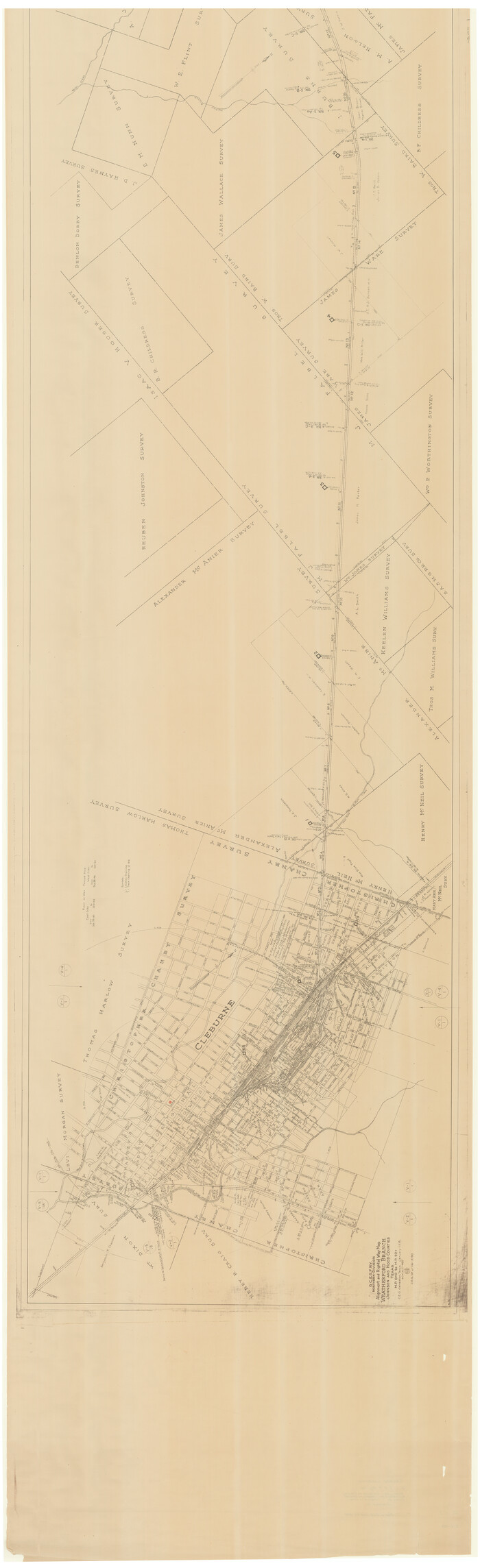 64647, G. C. & S. F. Ry. Northern-Division, Alignment and Right of Way Map, Weatherford Branch, Johnson and Hood Counties, Texas, General Map Collection
