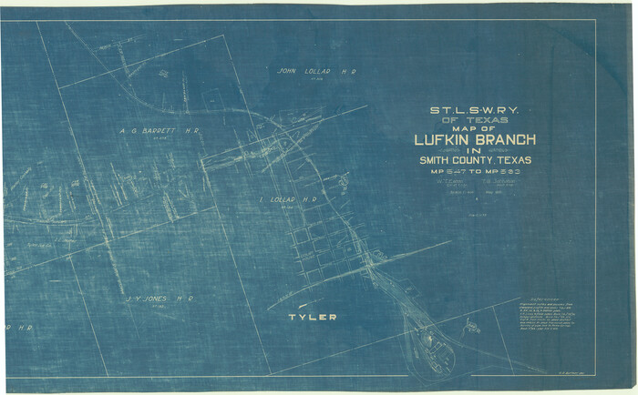 64694, St. L. S.-W. Ry. of Texas, Map of Lufkin Branch in Smith County, Texas, General Map Collection