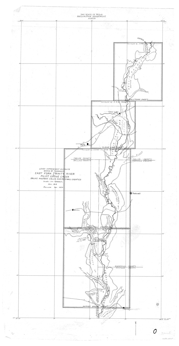 65259, Trinity River, Levee Improvement Districts, Widths of Floodways/Pilot Grove Creek and East Fork Trinity River, General Map Collection