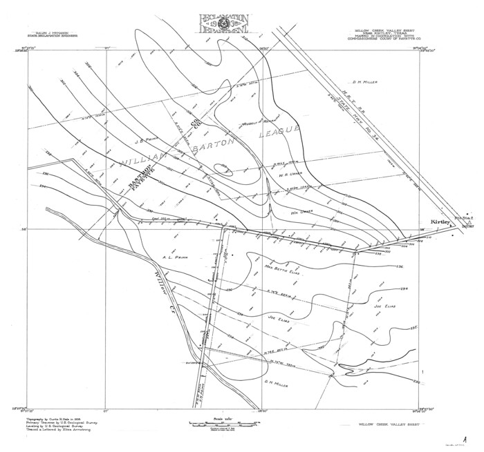 65322, Colorado River, Willow Creek Valley Sheet[/Near Kirtley, Texas Mapped in Cooperation with Commissioner's Court of Fayette Co.], General Map Collection