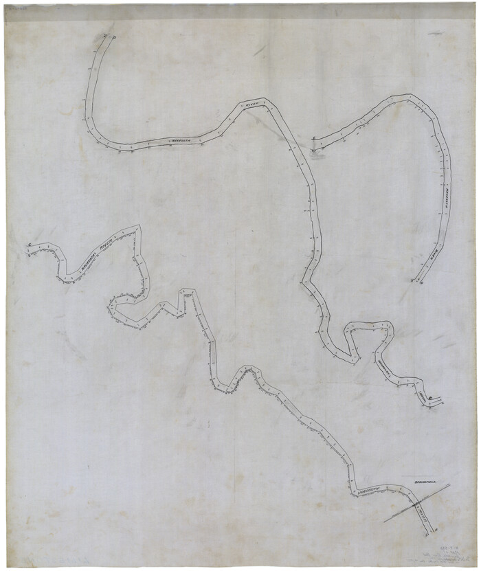 65348, Map Showing Survey of Navasota River Bed in Limestone County Texas Located North of Houston and Texas Central Railroad Bridge, General Map Collection
