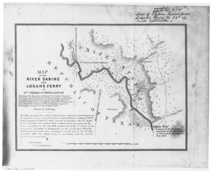 65388, Map of the River Sabine from Logan's Ferry to 32nd degree of north latitude, General Map Collection