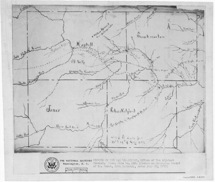 65399, [Map of Lt. Brulls scout in Haskell, Throckmorton, Jones and Shackelford Counties], General Map Collection