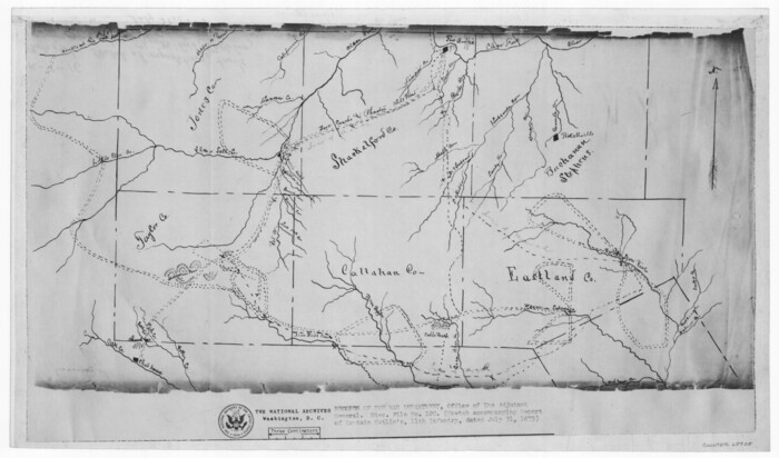 65405, [Sketch of expeditions, trails in Jones, Taylor, Shackelford, Callahan, Buchanan/Stephens and Eastland Counties], General Map Collection