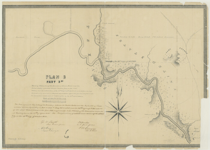 65411, Plan B, Part 3rd Shewing that portion of the boundary between Texas and the United States, included between Logan's Ferry on the River Sabine and the intersection of the 32nd degree of N. Latitude with the western bank of the said river, General Map Collection