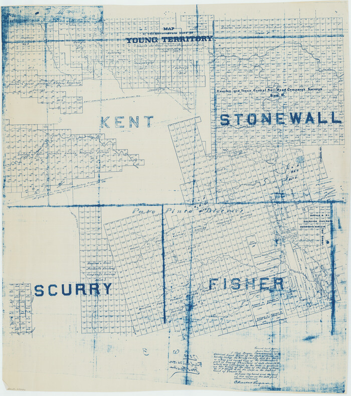 65692, [Map of Block 97, Borden and Scurry Co (Exhibit A); Map of Southeastern part of Young Territory; Map of part of of Borden, Fisher, Kent, Mitchell, Scurry and Garza Cos. Showing the north boundary line of the T&P 80 mile reservation], General Map Collection