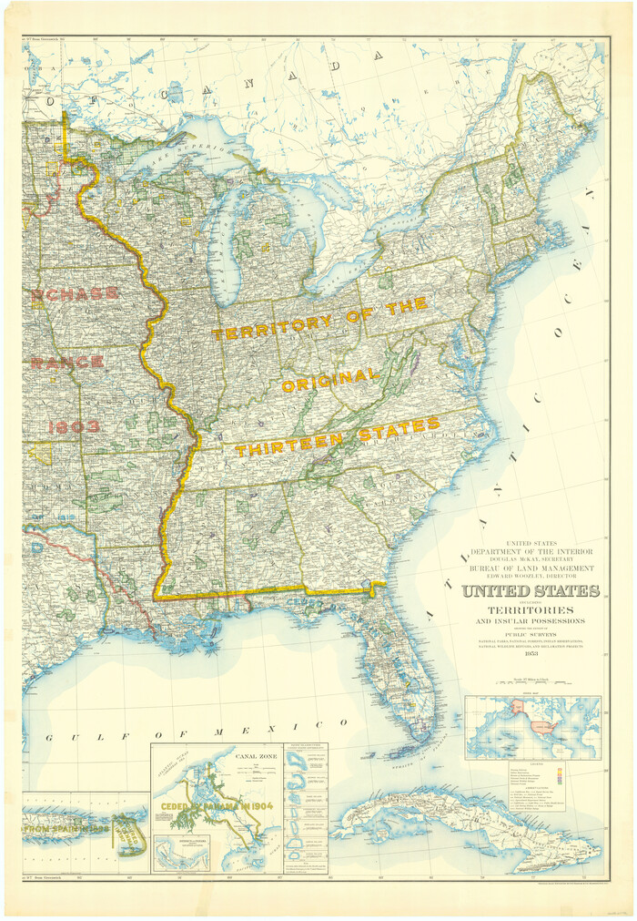 65796, United States including territories and insular possessions showing the extent of public surveys, national parks, national forests, indian reservations, national wildlife refuges, and reclamation projects, General Map Collection