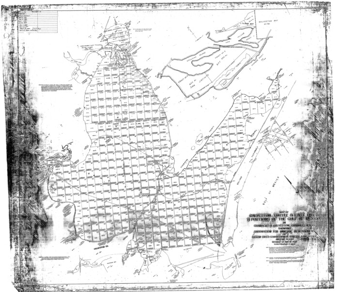 65803, Map of Galveston, Turtle & East Bays & portions of the Gulf of Mexico in Chambers & Galveston Counties, Texas showing subdivision for mineral development, General Map Collection