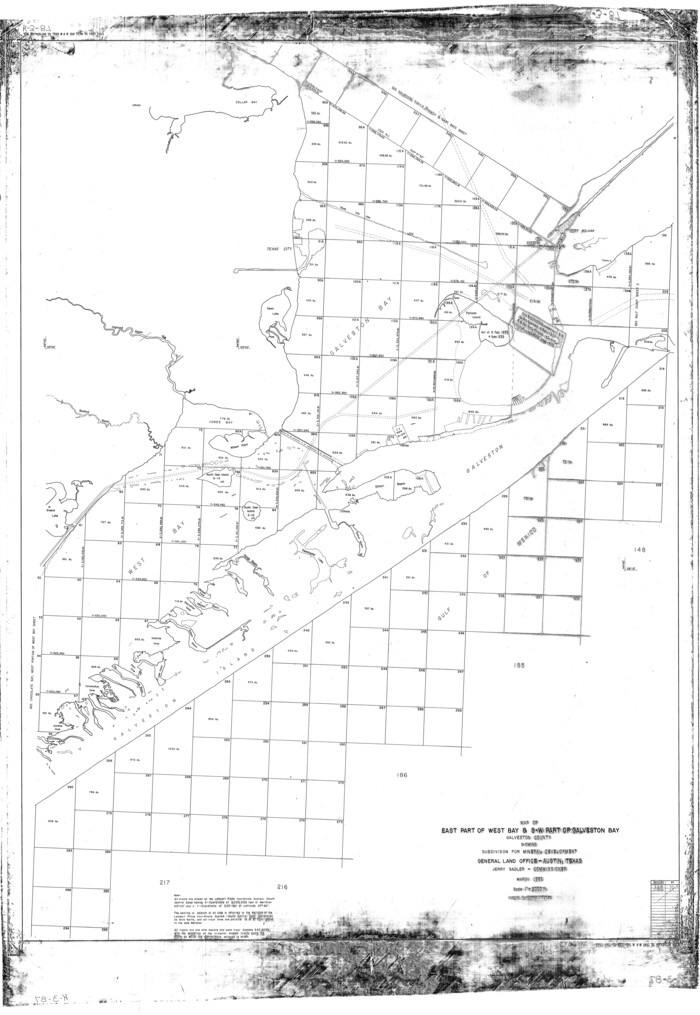 65804, Map of east part of West Bay & SW part of Galveston Bay, Galveston County showing subdivision for mineral development, General Map Collection