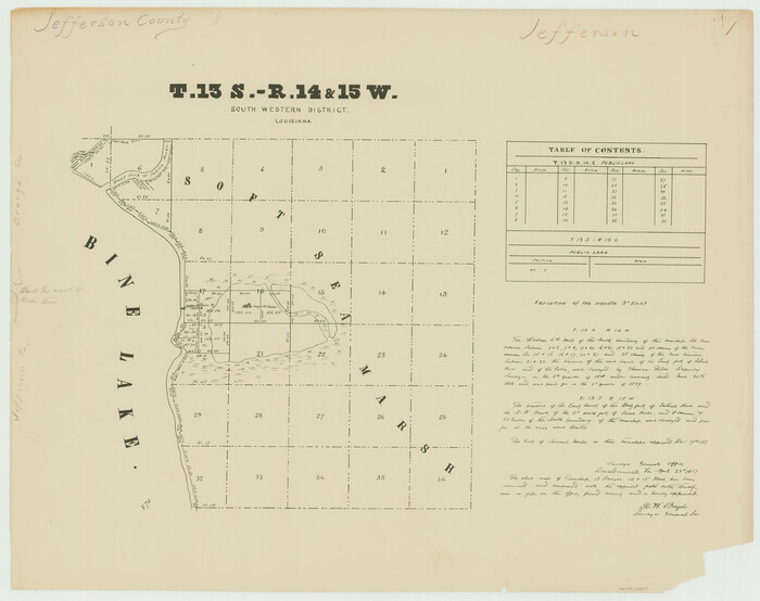 65857, Township 13 South Ranges 14  and 15 West, South Western District, Louisiana, General Map Collection