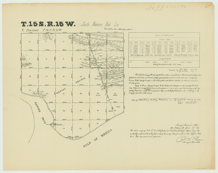 65861, Township 15 South Range 15 West and Fractional Township 16 South Range 15 West,  South Western District, Louisiana, General Map Collection