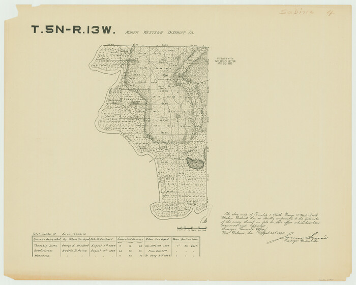 65865, Township 5 North Range 13 West, North Western District, Louisiana, General Map Collection