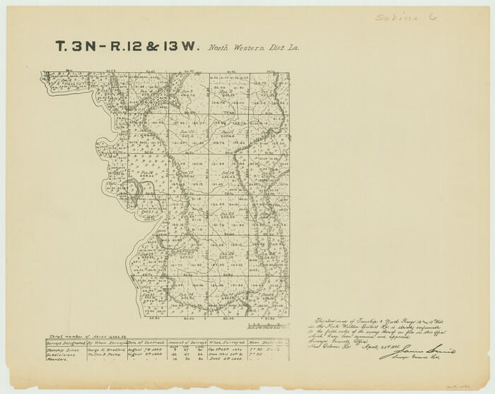 65867, Township 3 North Ranges 12 and 13 West, North Western District, Louisiana, General Map Collection