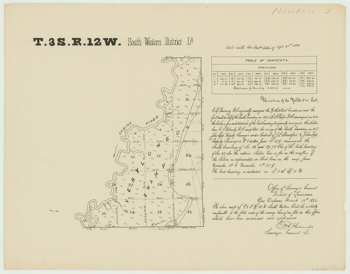 65883, Township 3 South Range 12 West, South Western District, Louisiana, General Map Collection