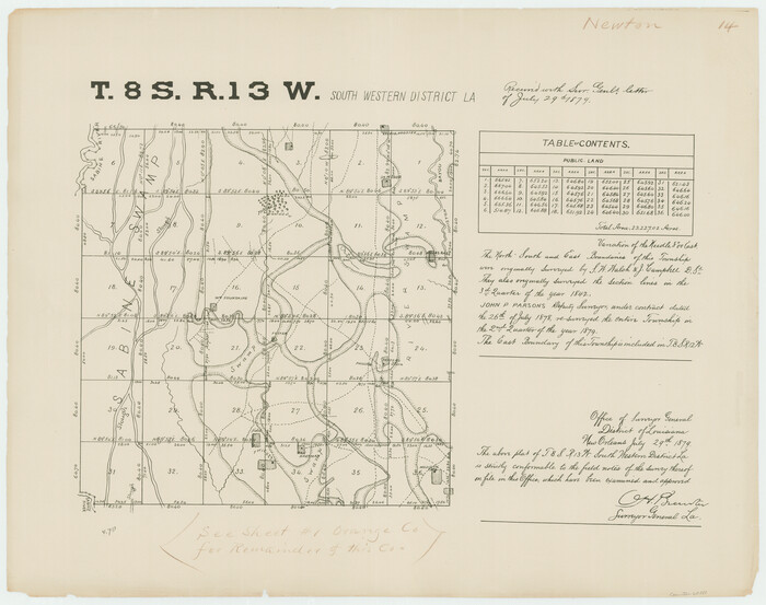65888, Township 8 South Range 13 West, South Western District, Louisiana, General Map Collection