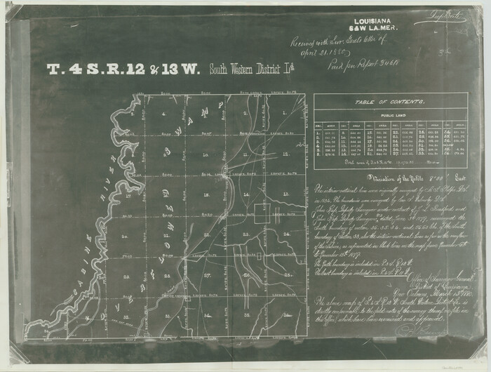 65890, Township 4 South Ranges 12 and 13  West, South Western District, Louisiana, General Map Collection