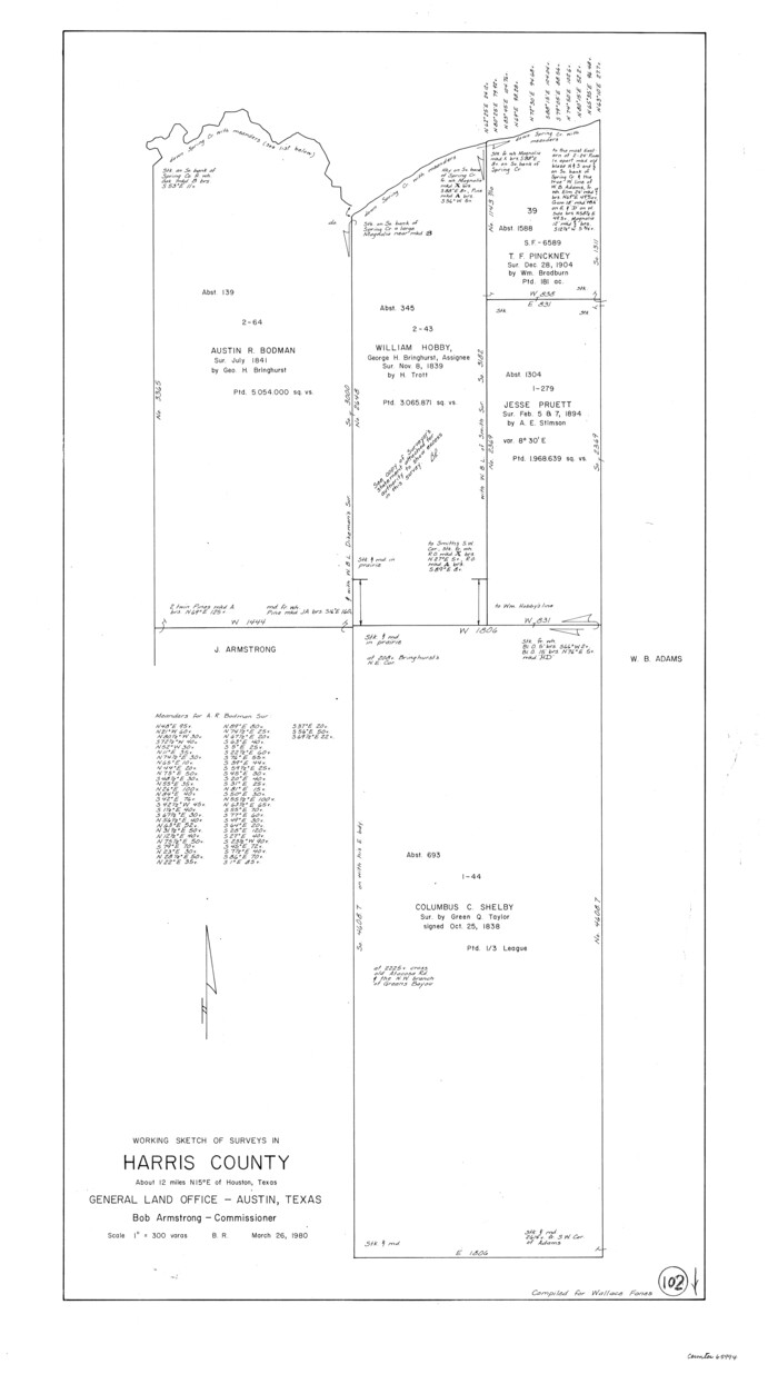 65994, Harris County Working Sketch 102, General Map Collection