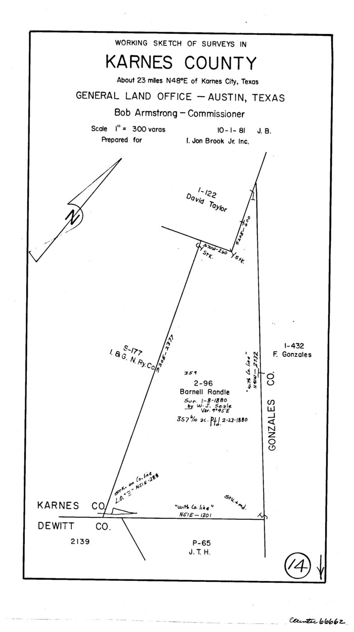66662, Karnes County Working Sketch 14, General Map Collection
