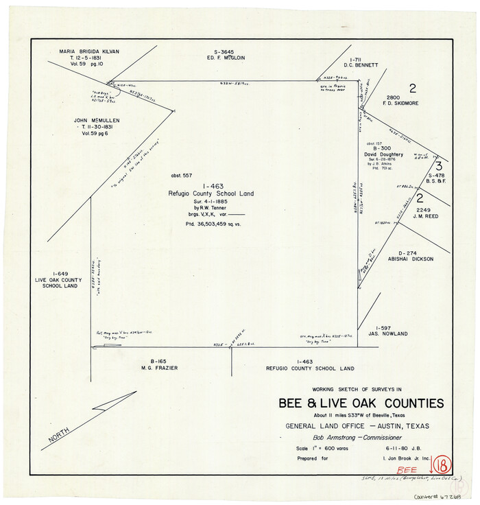 67268, Bee County Working Sketch 18, General Map Collection
